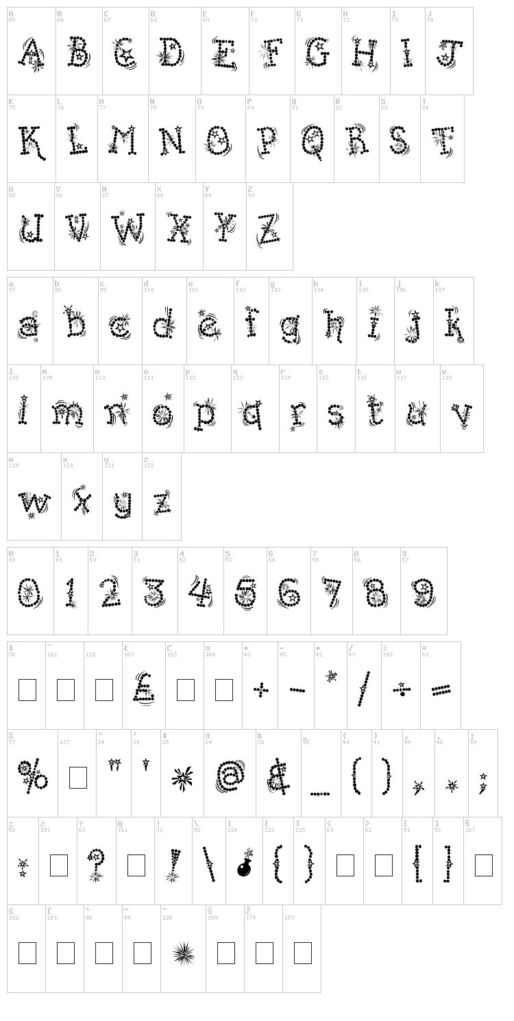 Kingthings Flashbang font map